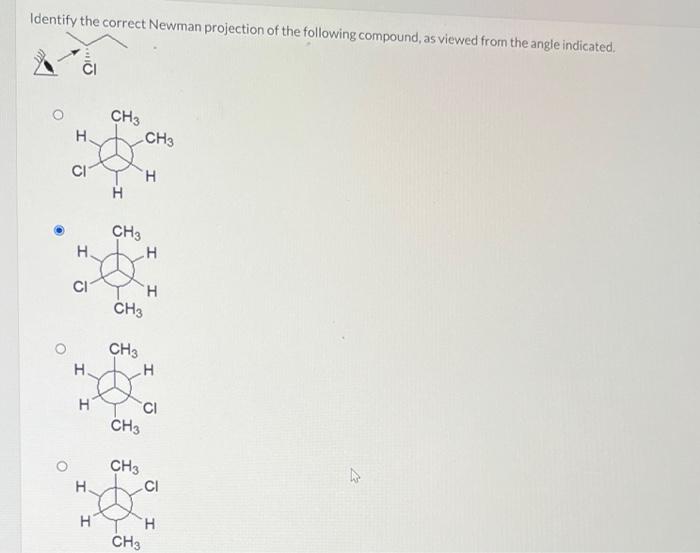 Solved Identify the correct Newman projection of the | Chegg.com