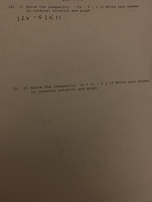 Solved | 2 x-51 (2) 1) Solve the inequality 12x 51 11 | Chegg.com