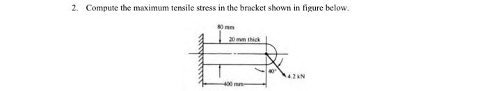 Solved 2. Compute the maximum tensile stress in the bracket | Chegg.com