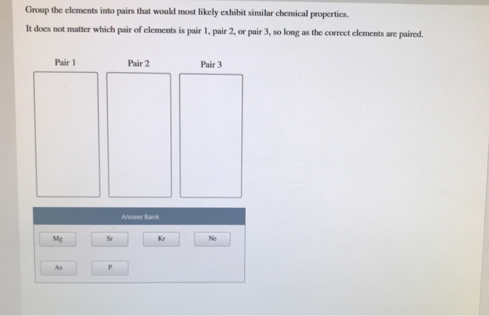 Solved Group The Elements Into Pairs That Would Most Likely | Chegg.com