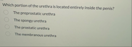 Which portion of the urethra is located entirely | Chegg.com