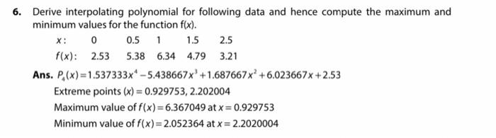 Solved compute the minimum and maximum values for the | Chegg.com