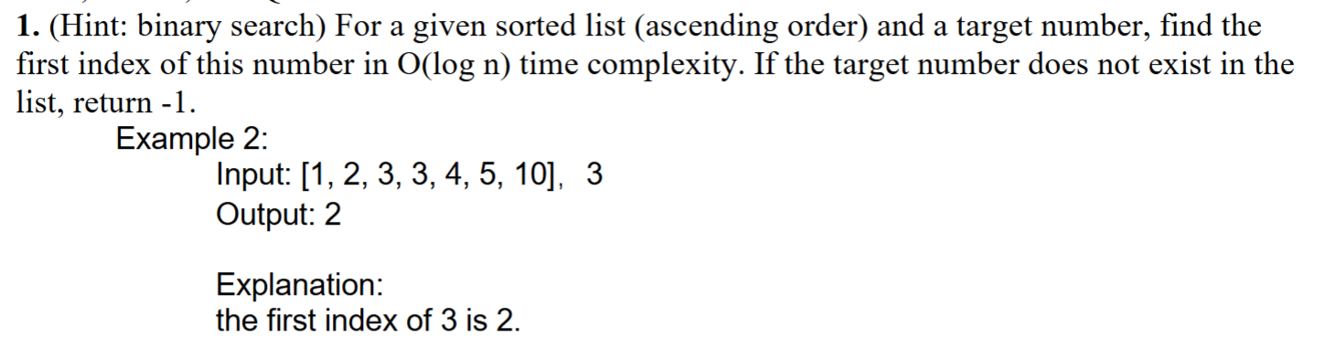 Solved (Hint: binary search) ﻿For a given sorted list | Chegg.com