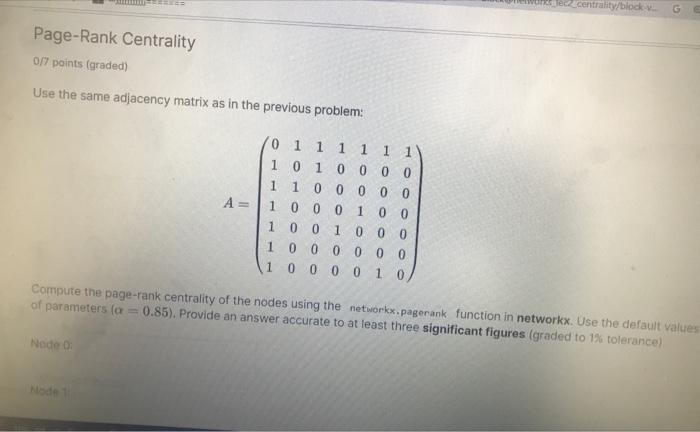 Solved Use The Same Adjacency Matrix As In The Previous