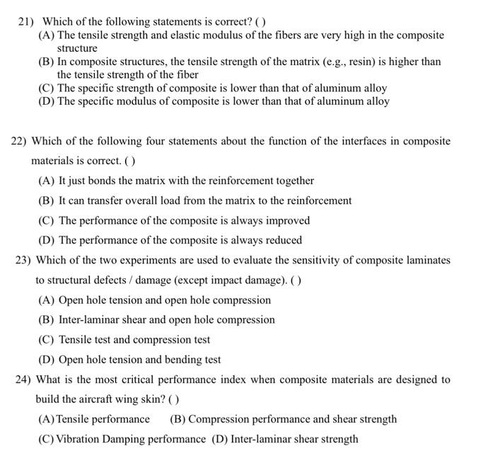 Solved 21) Which of the following statements is correct? () | Chegg.com