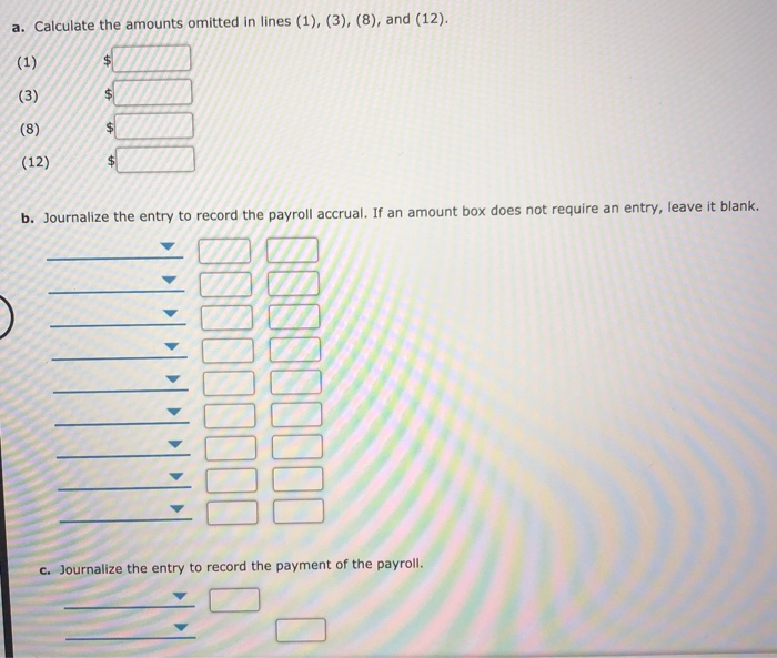 Solved Summary Payroll Data In the following summary of data