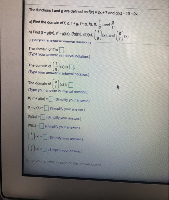 Solved The Functions F And G Are Defined As F X 2x 7 Chegg Com