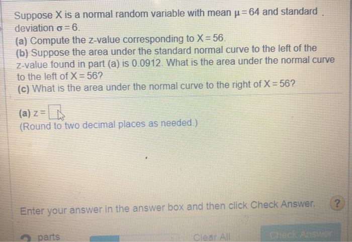 Solved Suppose X is a normal random variable with mean p = | Chegg.com