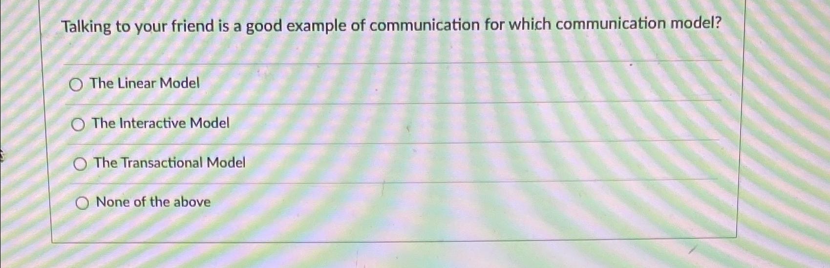 interactional model of communication example scenario