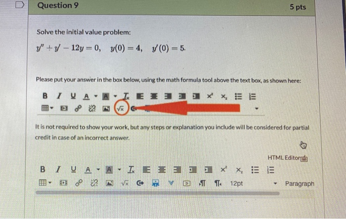 Solved Question 9 5 pts Solve the initial value problem: y" | Chegg.com