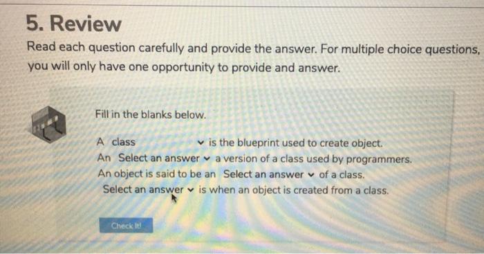 Solved 5. Review Read each question carefully and provide | Chegg.com