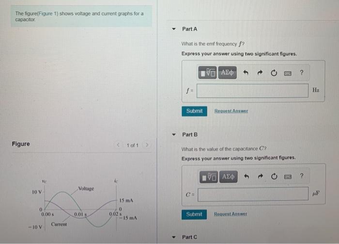Solved The figure(Figure 1) shows voltage and current graphs | Chegg.com