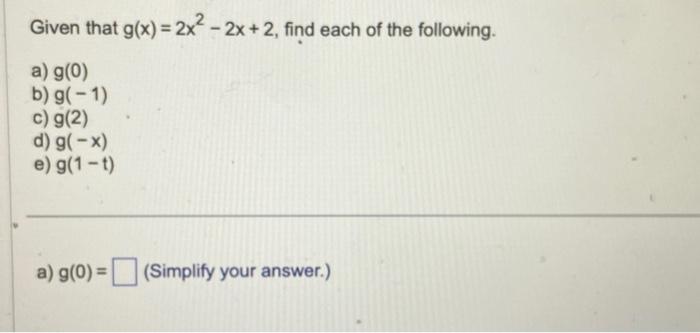 g (- 1 )= x 2 5x 2