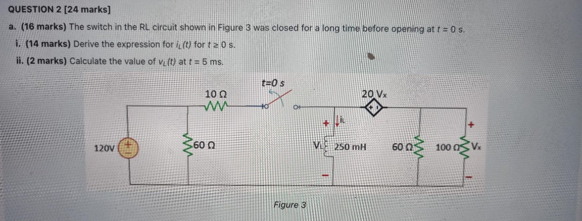 Solved a. (16 marks) The switch in the RL circuit shown in | Chegg.com