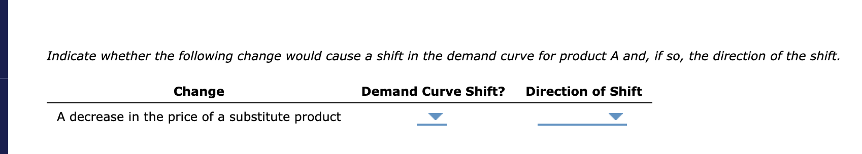 Indicate whether the following change would cause a | Chegg.com