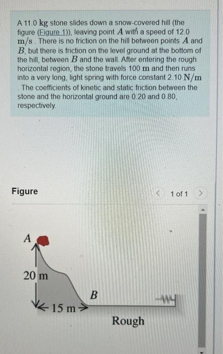 Solved A 11.0 Kg Stone Slides Down A Snow-covered Hill (the | Chegg.com