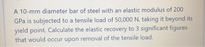Solved A 10-mm diameter bar of steel with an elastic modulus | Chegg.com