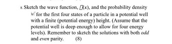 Solved 8. Sketch the wave function, [(x), and the | Chegg.com