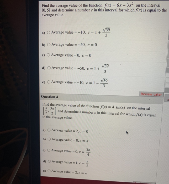 Solved Do not press Submit work. average value. a) Average | Chegg.com