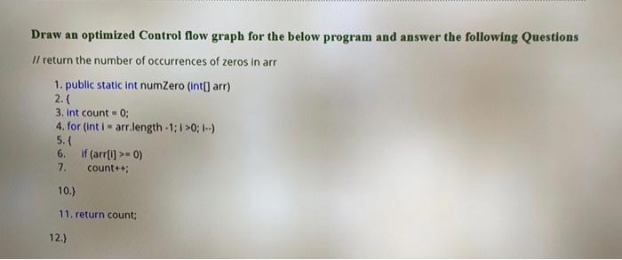 Solved Draw An Optimized Control Flow Graph For The Below | Chegg.com