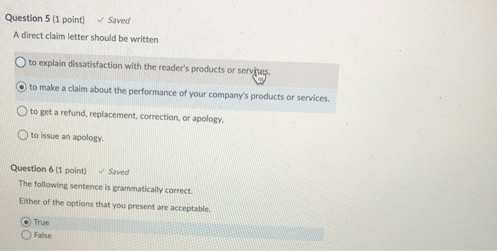 Question 1 (1 point) Saved In the conclusion of an | Chegg.com