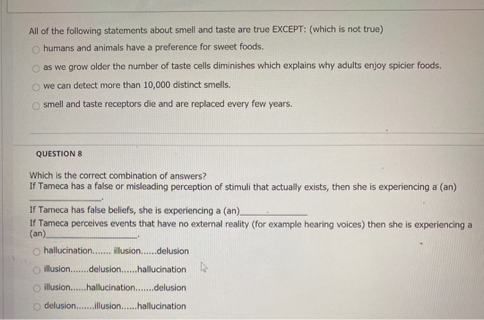 Which Of The Following Statements Is True About Taste Solved All of the following statements about smell and taste | Chegg.com