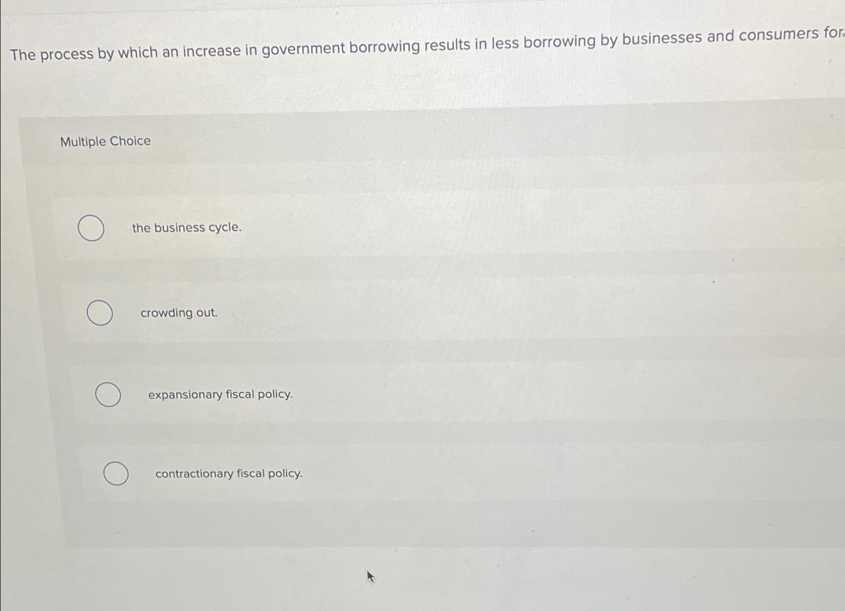 Solved The process by which an increase in government | Chegg.com