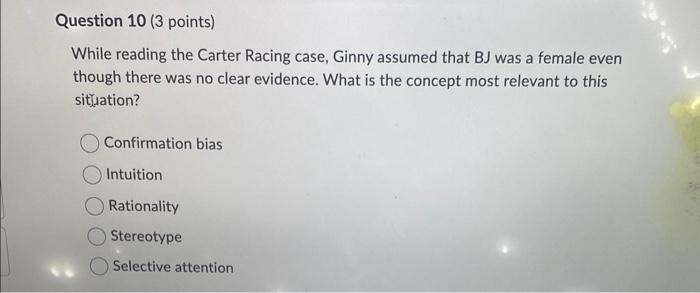 carter racing case study answers