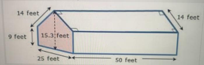 Solved 14 feet 14 feet 9 feet 15.3;feet 25 feet 50 feet | Chegg.com