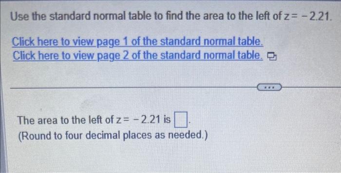 Use the standard normal table to find the area to the | Chegg.com