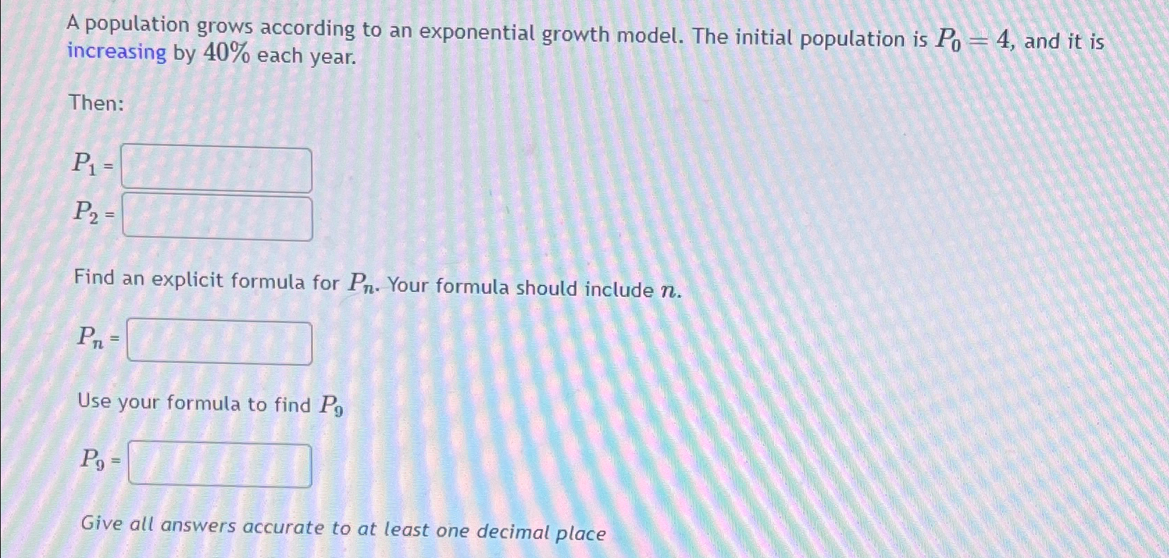 Solved A population grows according to an exponential growth | Chegg.com