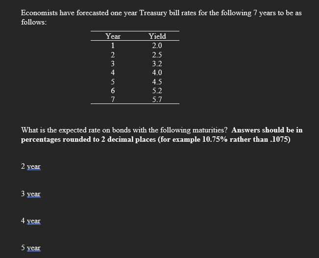 Solved economists have forecasted one year treasury bill chegg