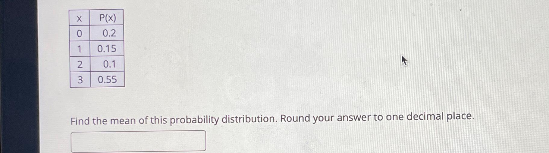 Solved \table[[x,P(x) | Chegg.com