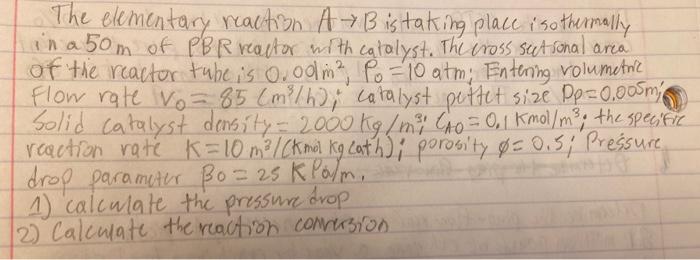 Solved The elementary reaction. A B is taking place iso | Chegg.com