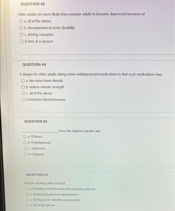 Solved QUESTION 48 Older Adults Are More Likely Than Younger | Chegg.com