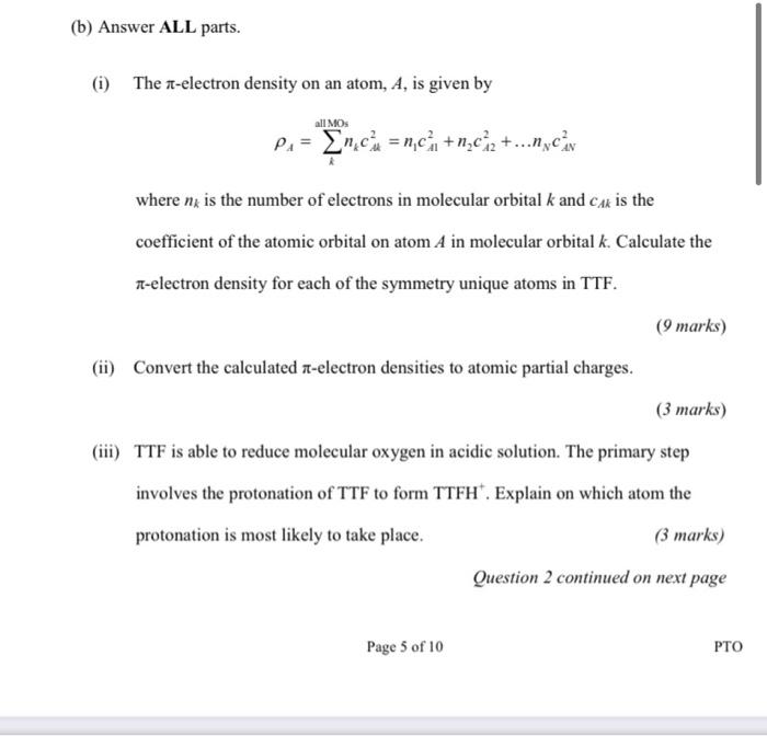 B Answer All Parts I The N Electron Density On Chegg Com