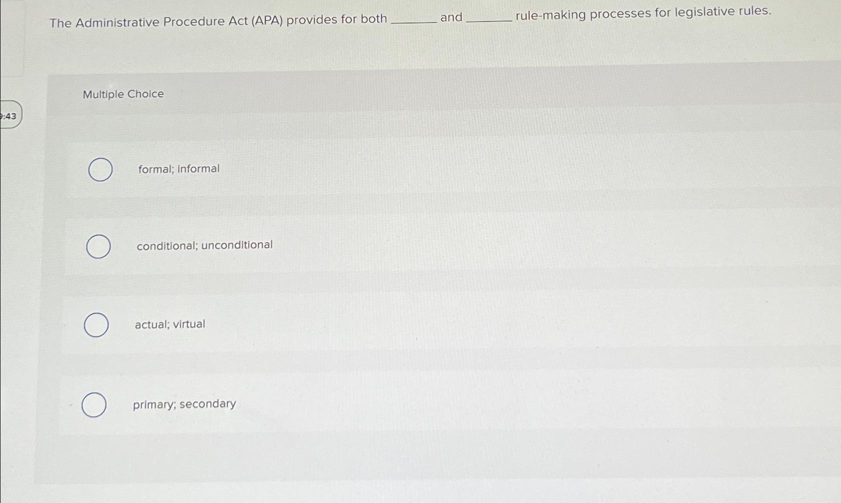 Solved the administrative procedure act apa provides for chegg
