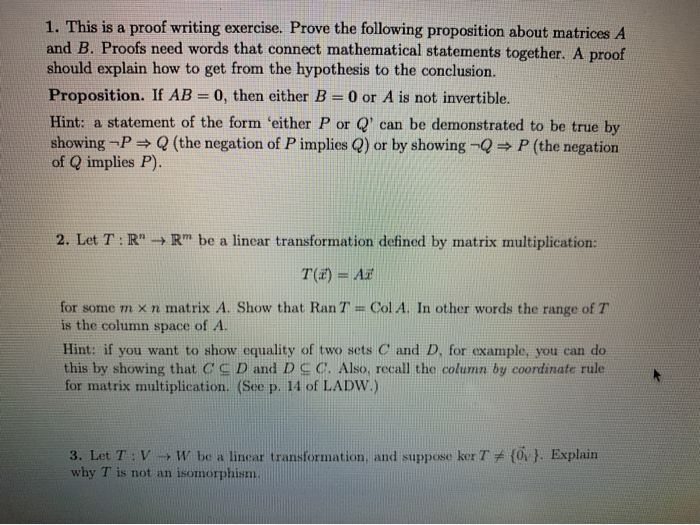 Solved 1. This Is A Proof Writing Exercise. Prove The | Chegg.com