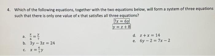 Solved 4. Which of the following equations, together with | Chegg.com