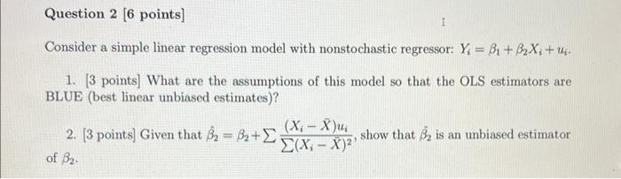 [solved] Consider A Simple Linear Regression Model With No