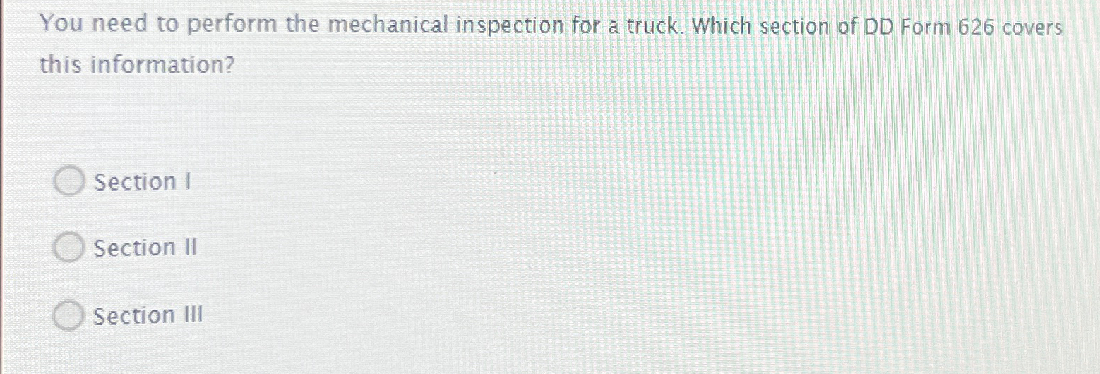 Solved You need to perform the mechanical inspection for a | Chegg.com