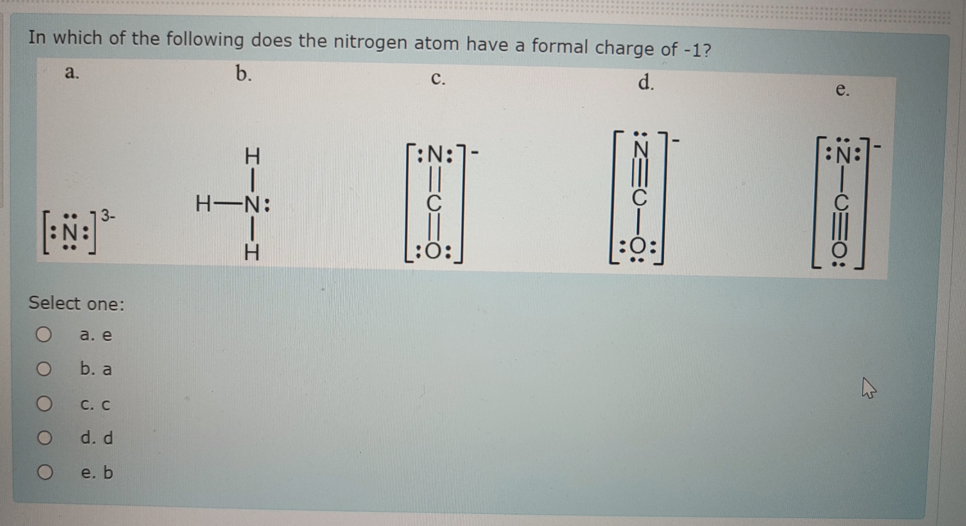 Solved In which of the following does the nitrogen atom have | Chegg.com