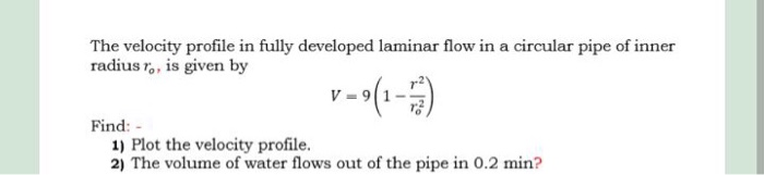 Solved The velocity profile in fully developed laminar flow | Chegg.com