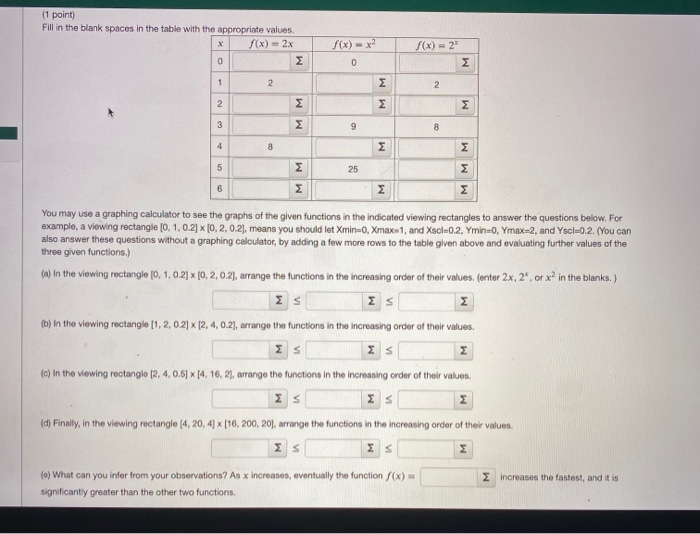 Solved 1 Point Fill In The Blank Spaces In The Table With 8408