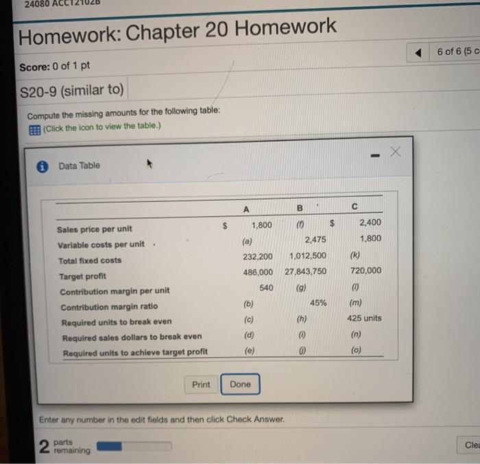 Solved 24080 ACCI Homework: Chapter 20 Homework 6 of 6 (50 | Chegg.com