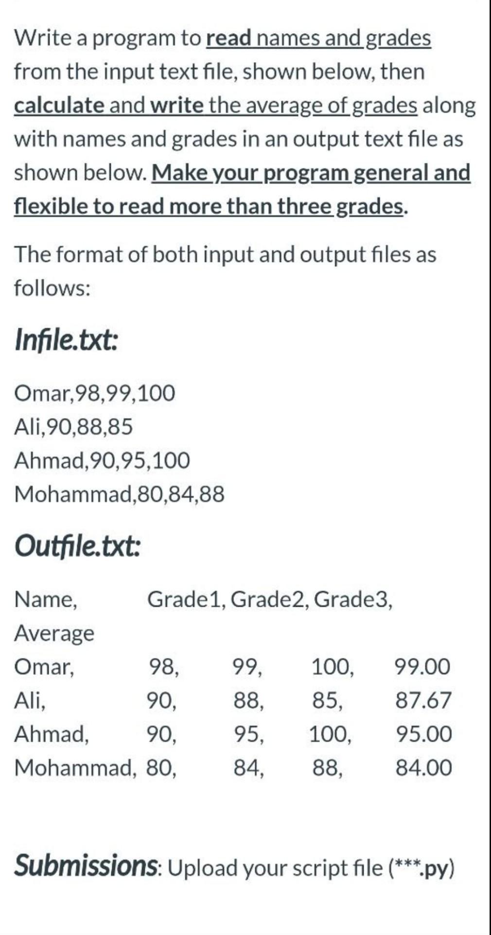 Solved Write a program to read names and grades from the | Chegg.com