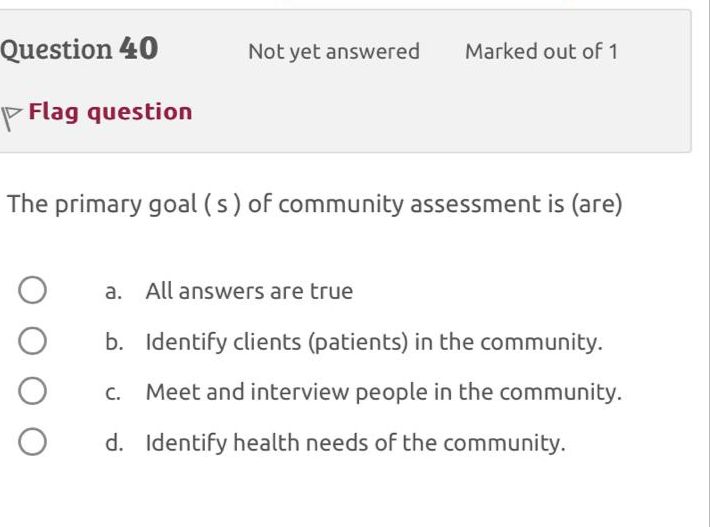 Solved Question 40Not yet answeredMarked out of 1Flag | Chegg.com