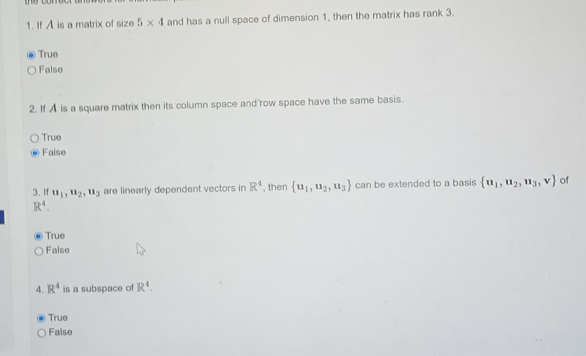 Solved If A ﻿is a matrix of size 5×4 ﻿and has a null space | Chegg.com