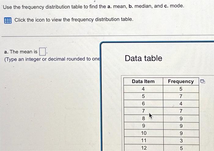 Solved Use the frequency distribution table to find the a. | Chegg.com