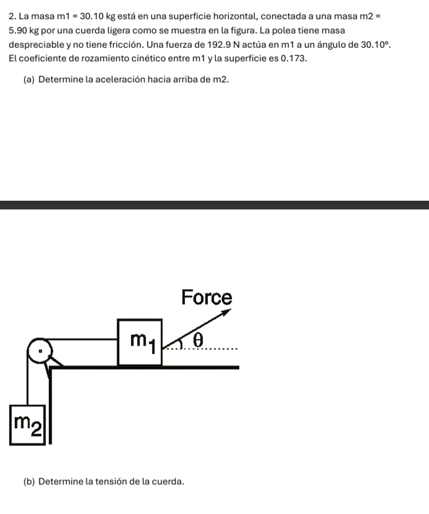 2. ﻿La masa \( \mathrm{m} 1=30.10 \mathrm{~kg} \) | Chegg.com